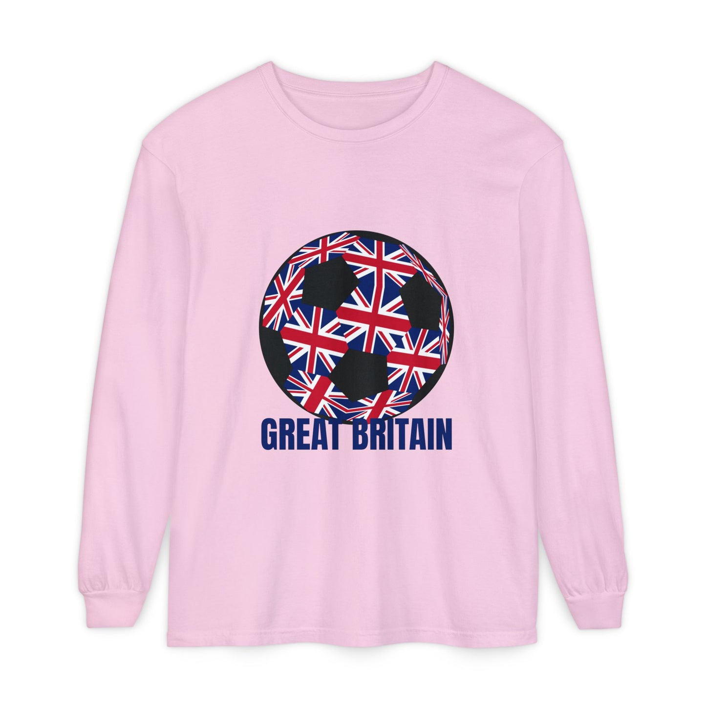 Great Britain Fan Specialty Soccer Ball Design Long Sleeve Tee