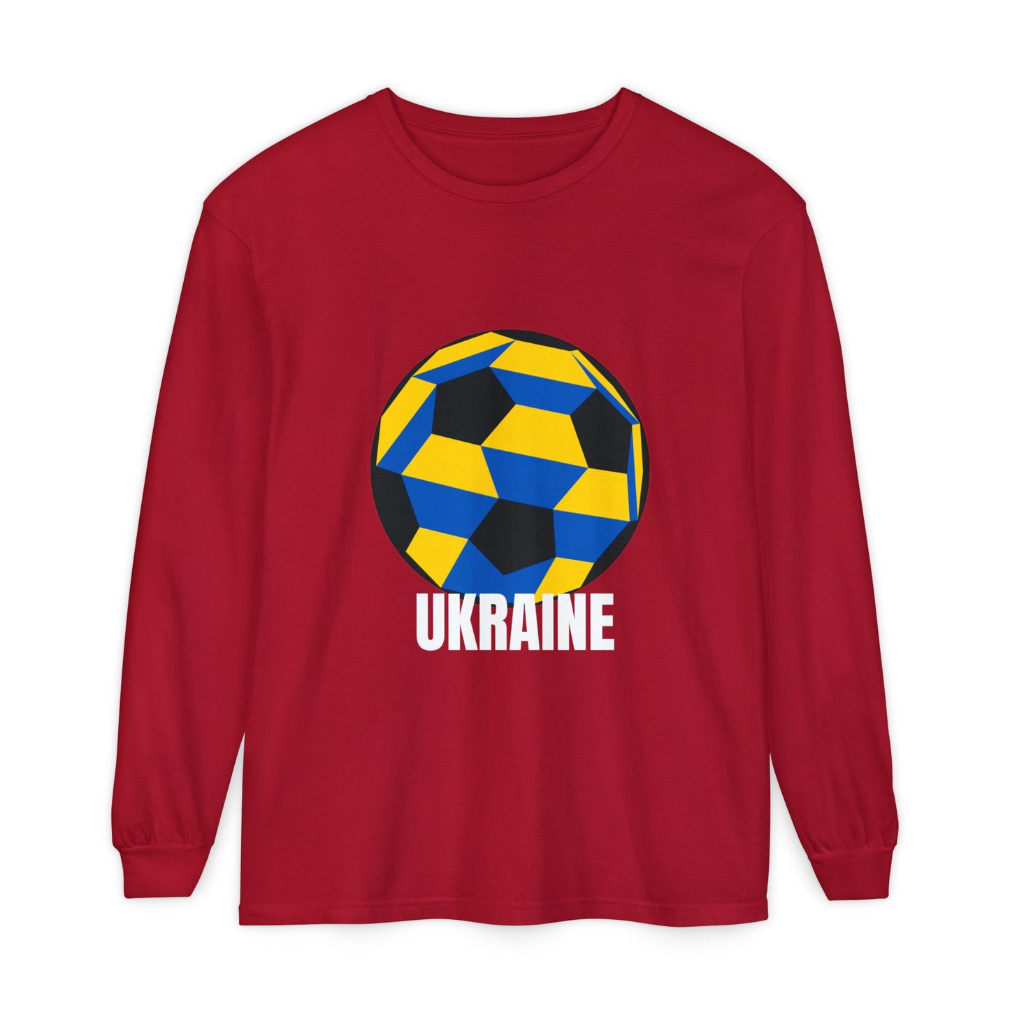 Ukraine Fan Specialty Soccer Ball Design  Long Sleeve Tee