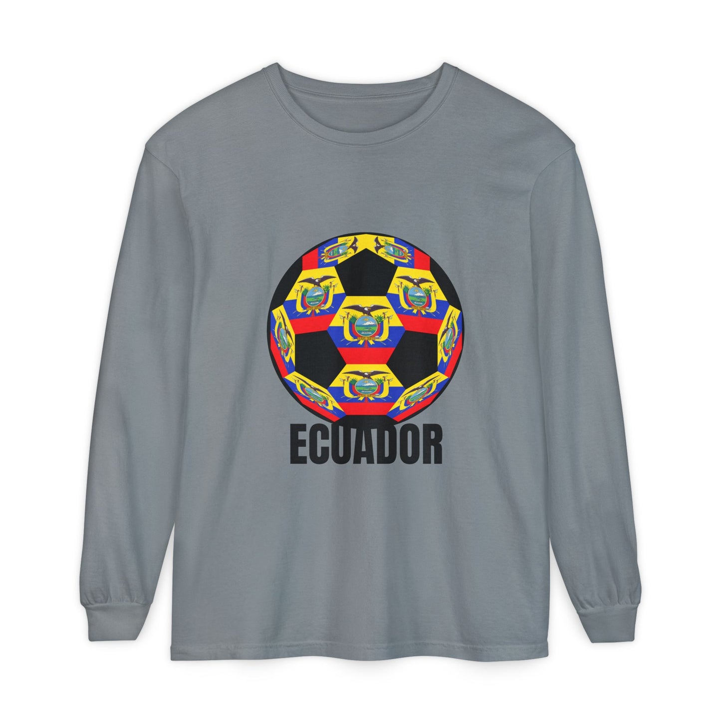 Ecuador Fan Specialty Soccer Ball Design Ball Long Sleeve Tee