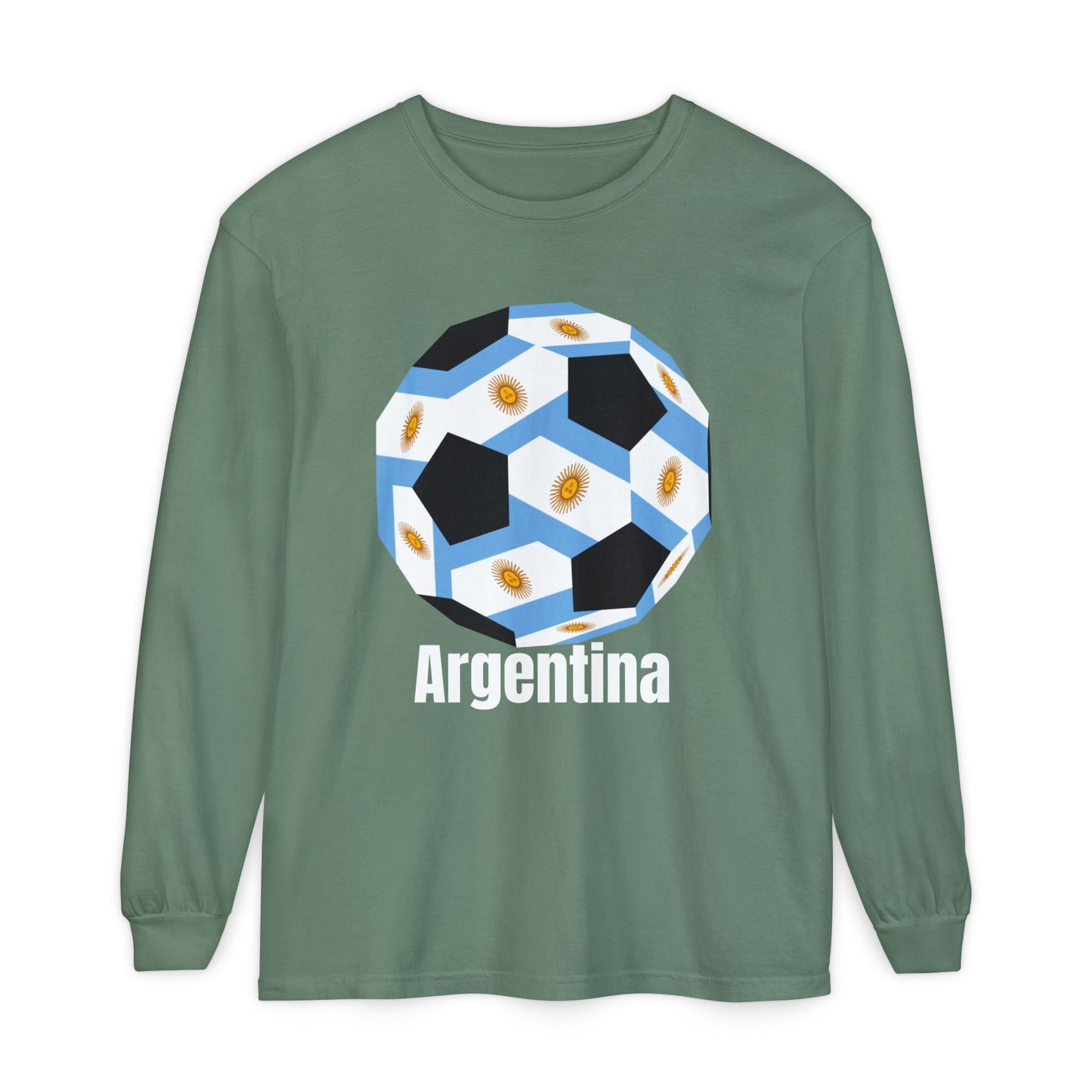 Argentina Fan Specialty Soccer Ball Design Long Sleeve Shirt