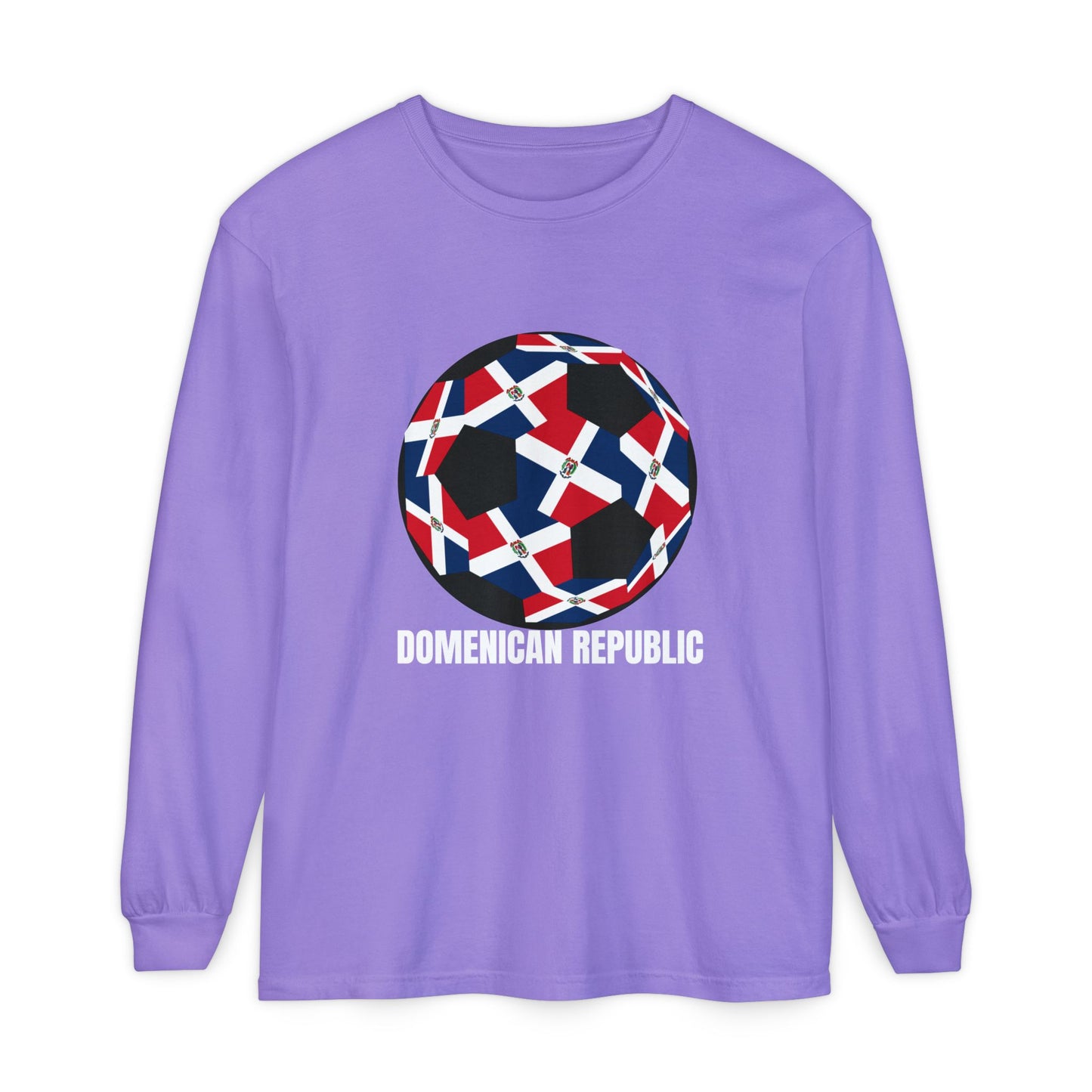 Domenican Republic Fan Specialty Soccer Ball Design Long Sleeve Tee