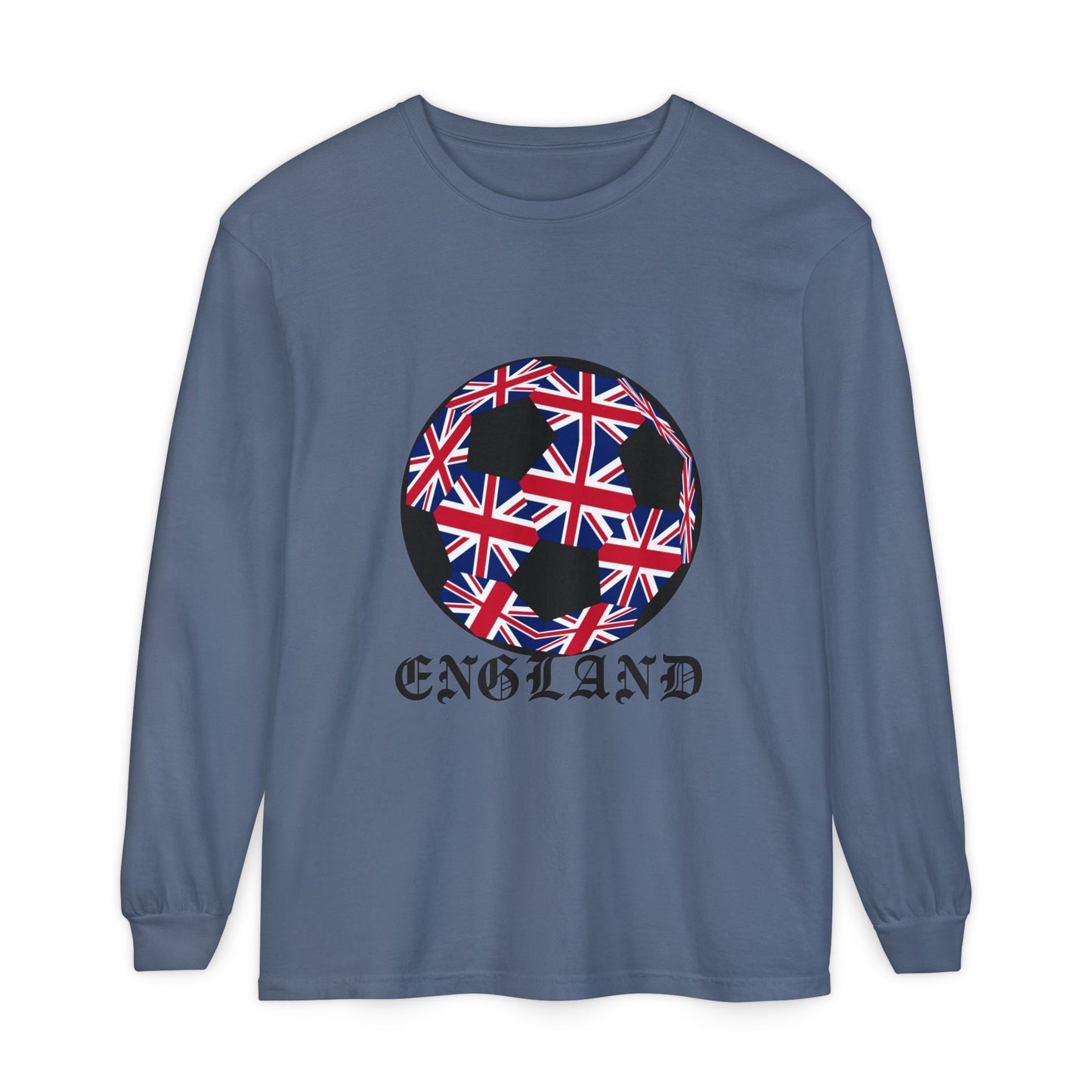 Old English Style Specialty Soccer Ball Design Long Sleeve Tee