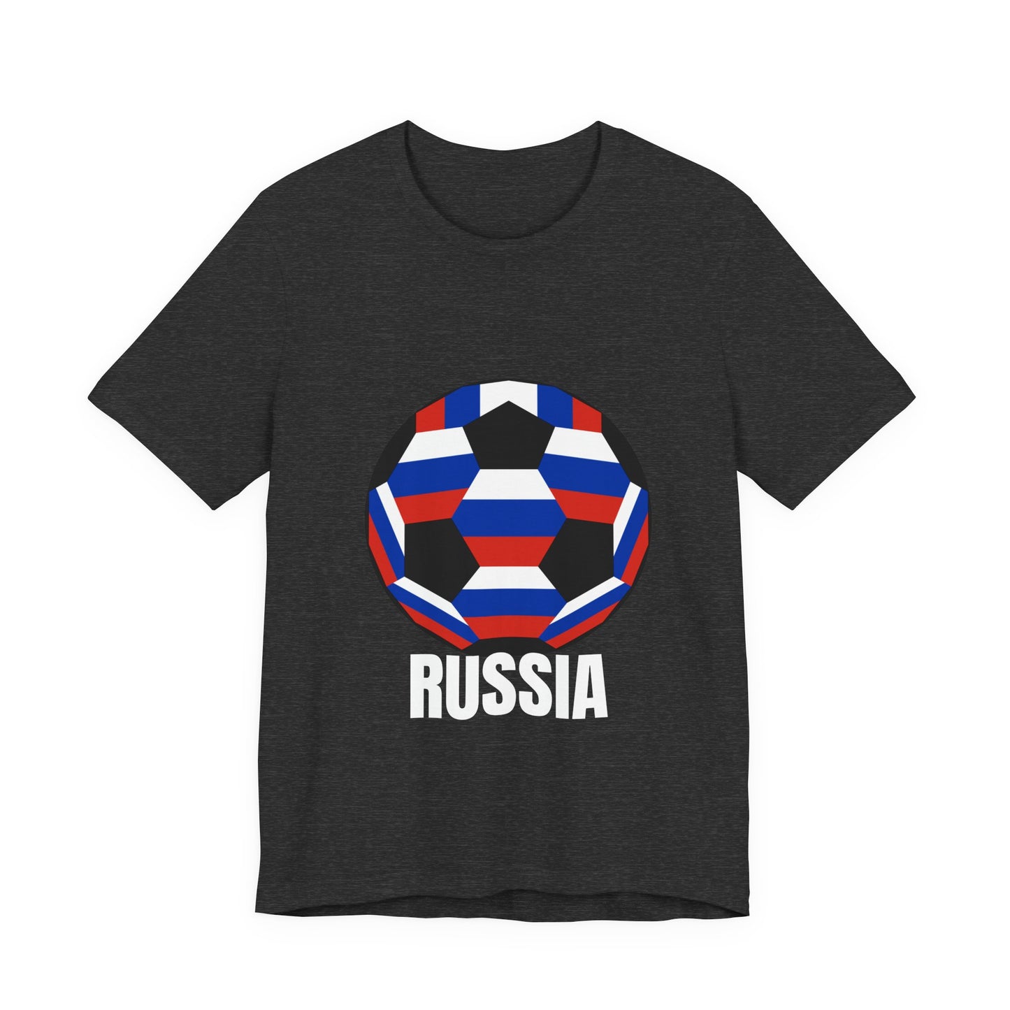 Russia Fan Specialty Soccer Ball Design T Shirt Tee White Text