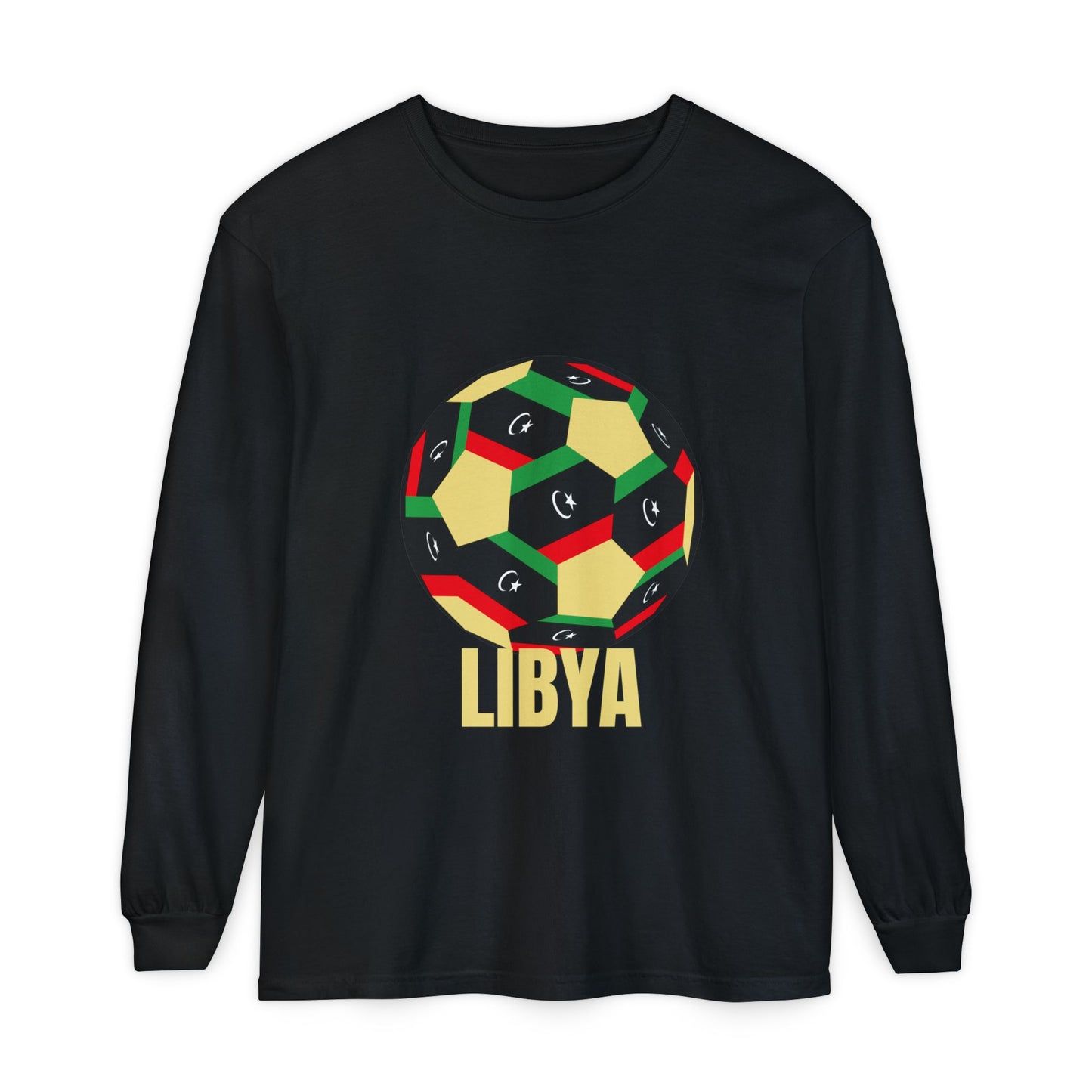 Libya Fan Specialty Soccer Ball Design Long Sleeve Tee