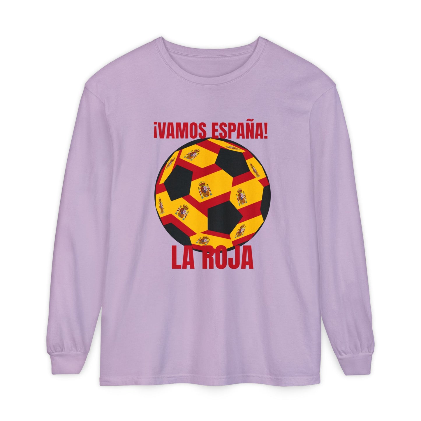 La Roja Soccer Long Sleeve Tee — "¡Vamos España!" Spanish  Fan Shirt Red Text