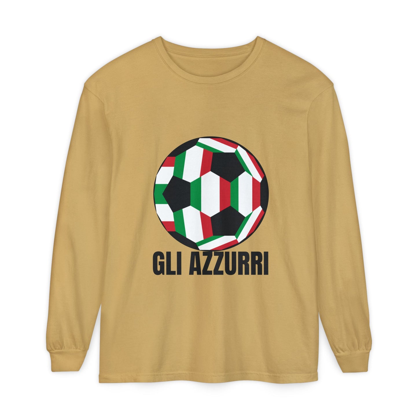 Gli Azzurri Fan Specialty Soccer Ball Design Long Sleeve Tee