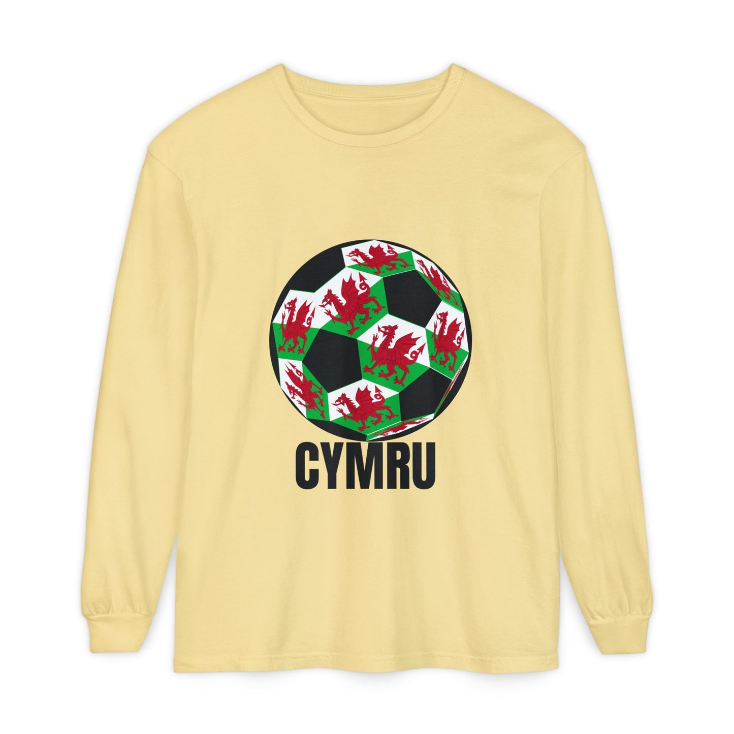 Cymru Fan Specialty Soccer Ball Design Long Sleeve Tee