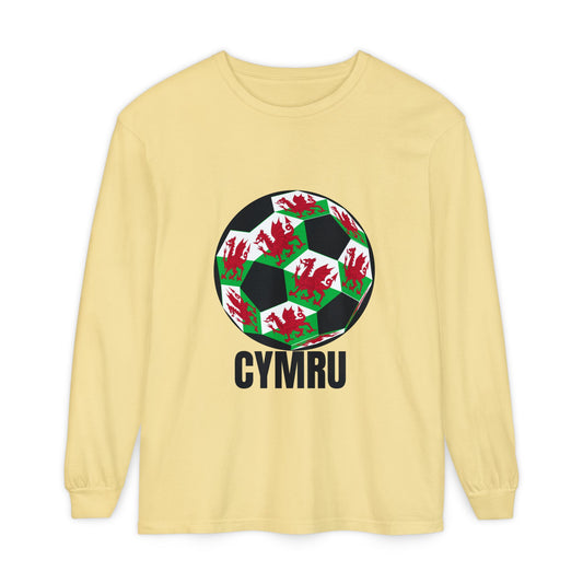 Cymru Fan Specialty Soccer Ball Design Long Sleeve Tee