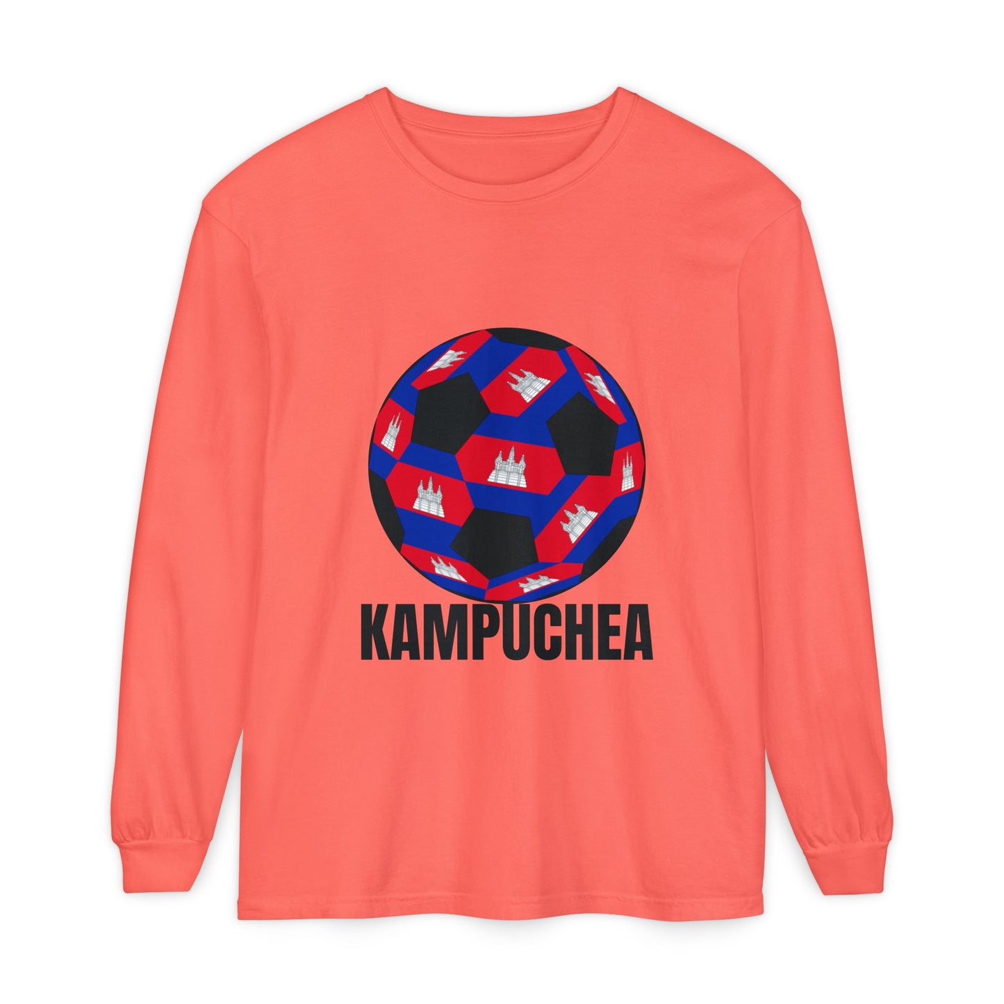 Kampuchea Fan Specialty Soccer Ball Design Long Sleeve Tee