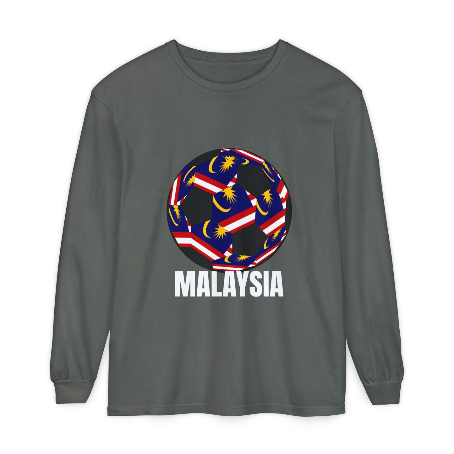 Malaysia Fan Specialty Soccer Ball Design Long Sleeve Tee