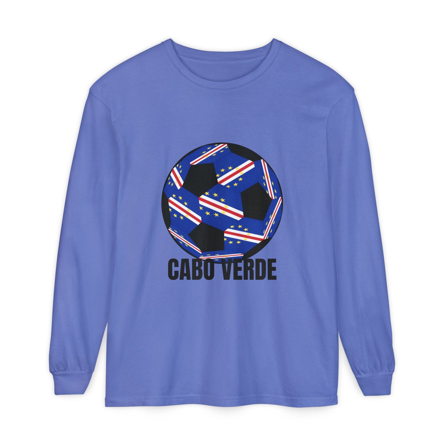 Cabo Verde Fan Specialty Soccer Ball Design Long Sleeve T-Shirt