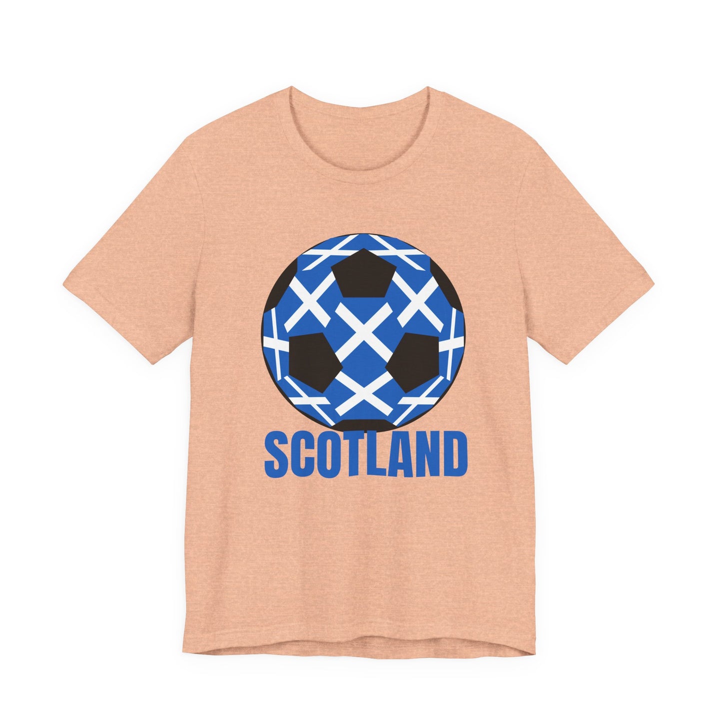 Scotland Fan Specialty Soccer Ball Design T Shirt Blue Text