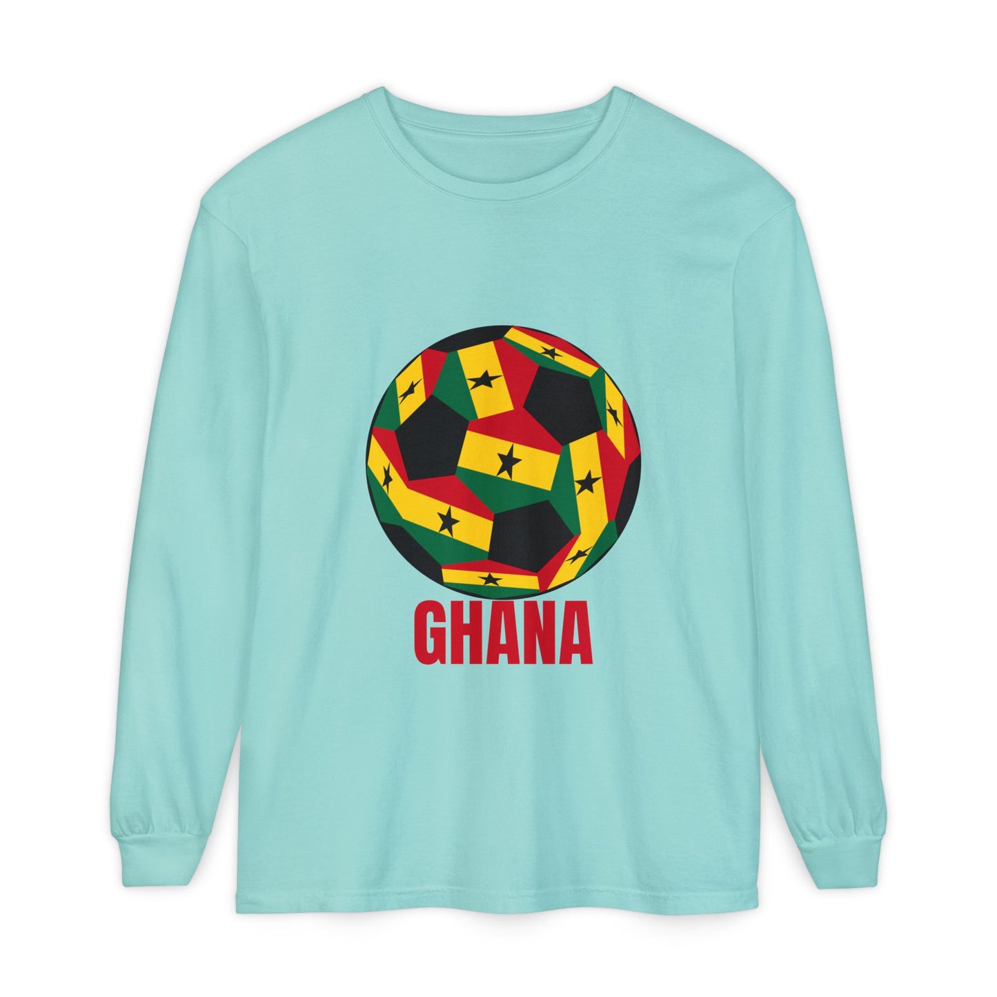 Ghana Fan Specialty Soccer Ball Design Long Sleeve Tee