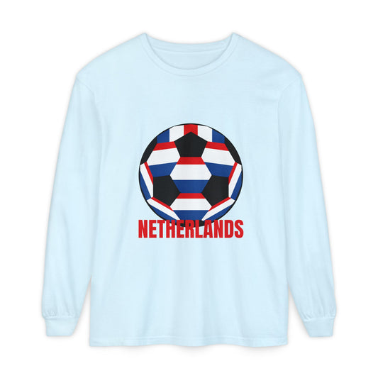 Netherlands Fan Specialty Soccer Ball Design Long Sleeve Tee