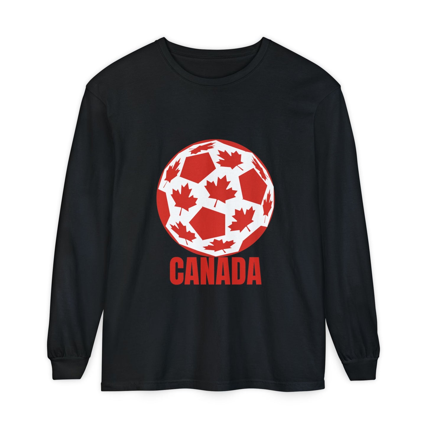 Canada Fan Specialty Soccer Ball Design Long Sleeve T Shirt