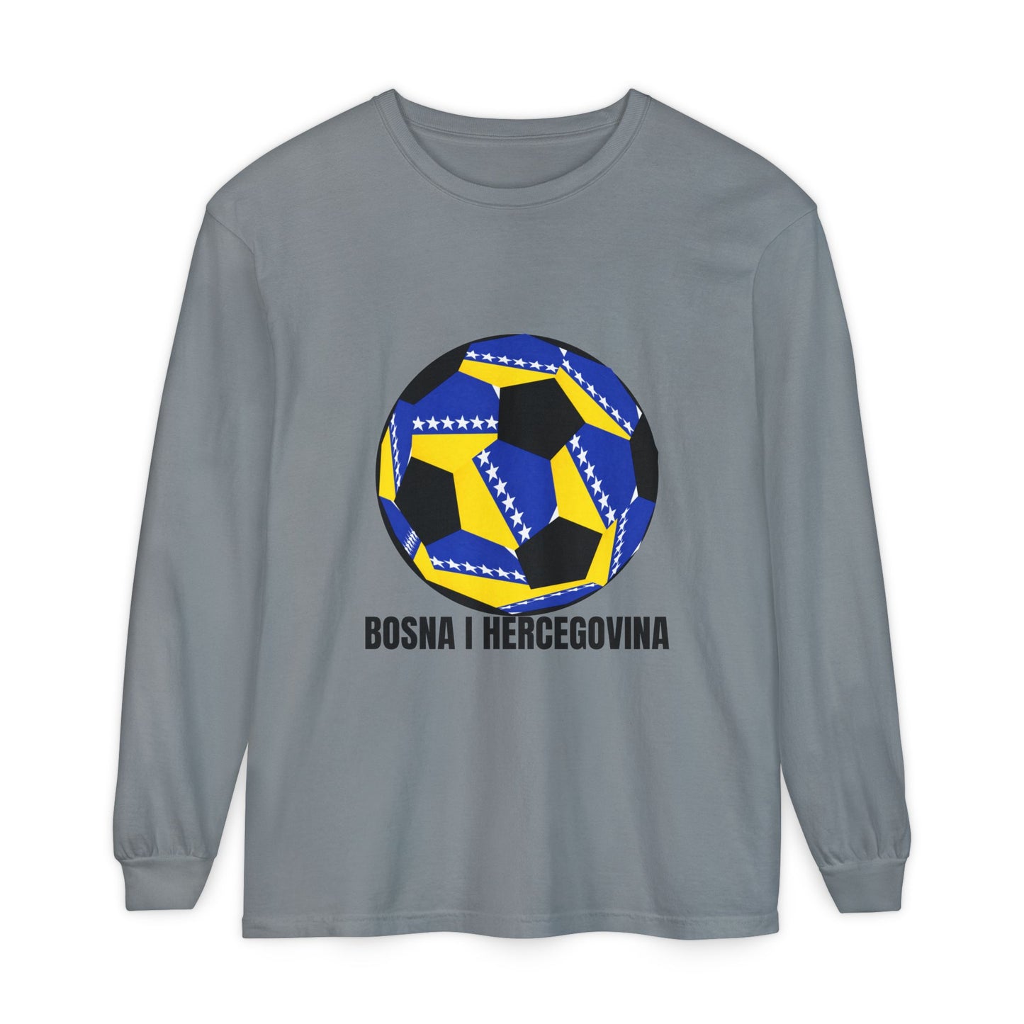 Bosnia Herzegovina Fan Specialty Soccer Ball Design Long Sleeve Tee