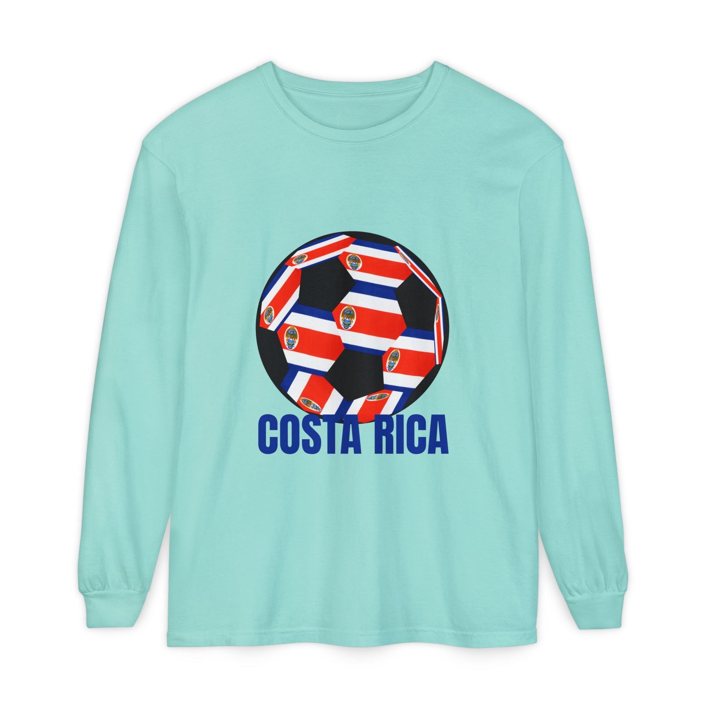 Costa Rica Fan Specialty Soccer Ball Design Long Sleeve T-Shirt