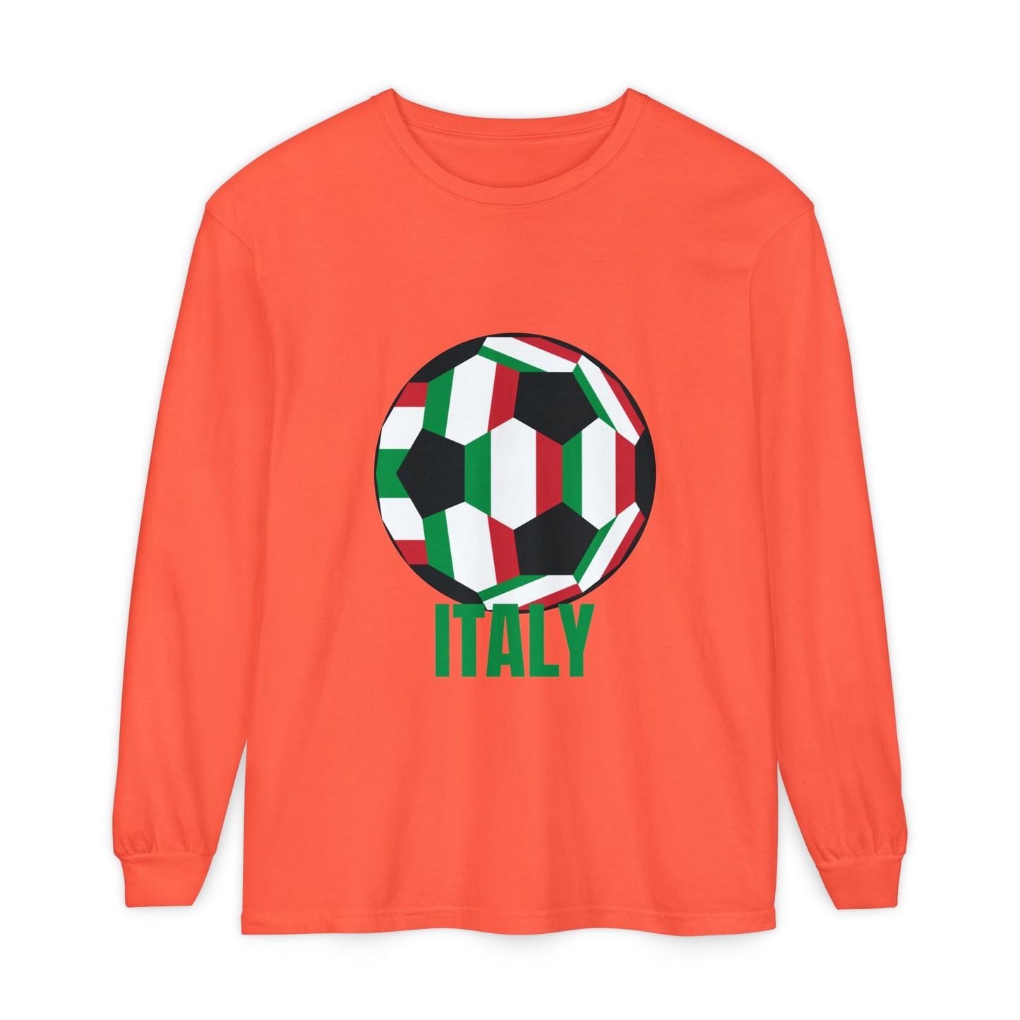 Italy Fan Specialty Soccer Ball Design Long Sleeve Tee