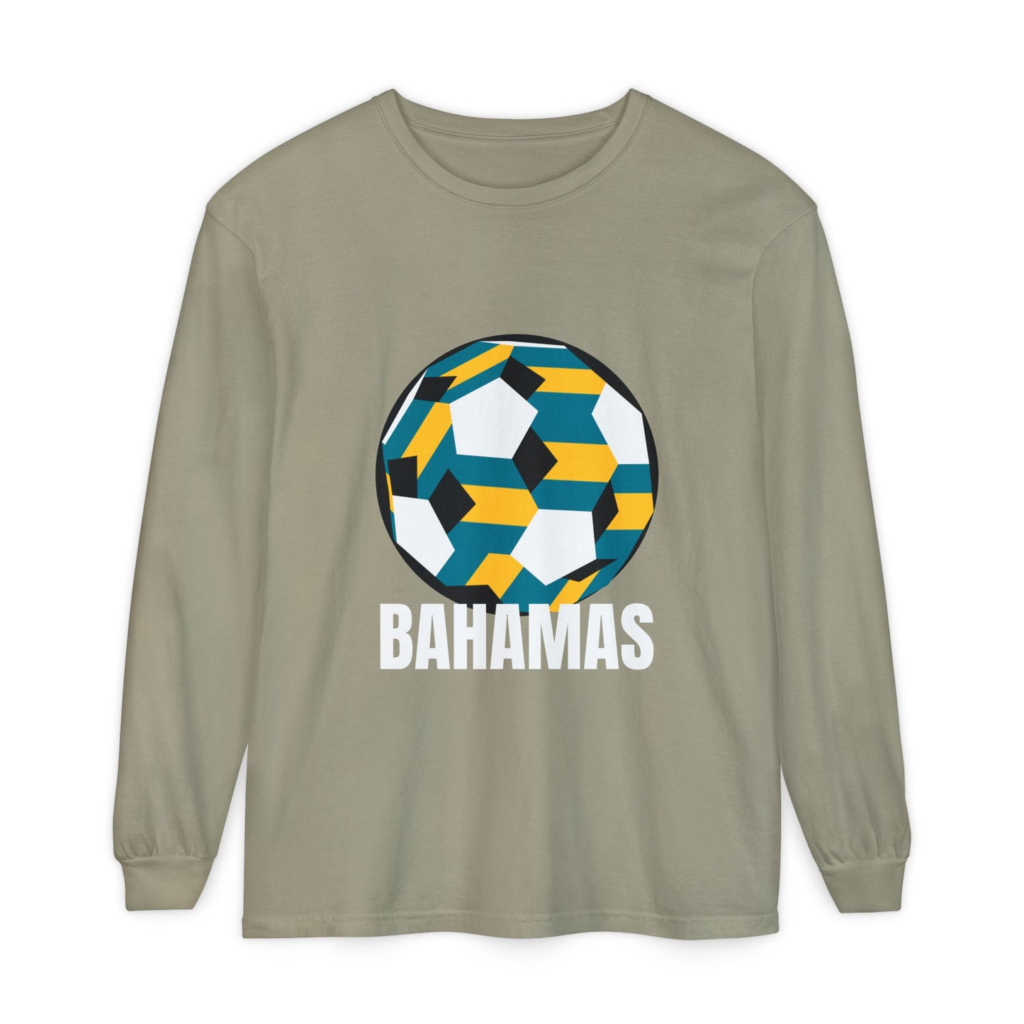 Bahamas Fan Specialty Soccer Ball Design Long Sleeve Tee