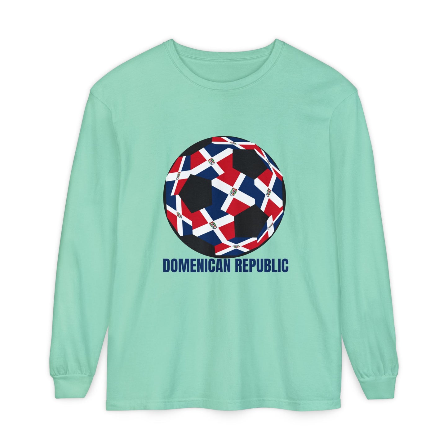 Domenican Republic Fan Specialty Soccer Ball Design Long Sleeve Tee