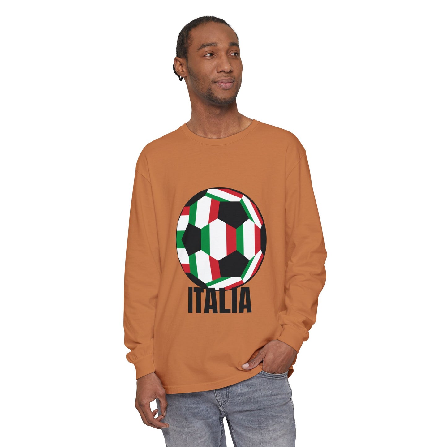 Italia Fan Specialty Soccer Ball Design Long Sleeve Tee