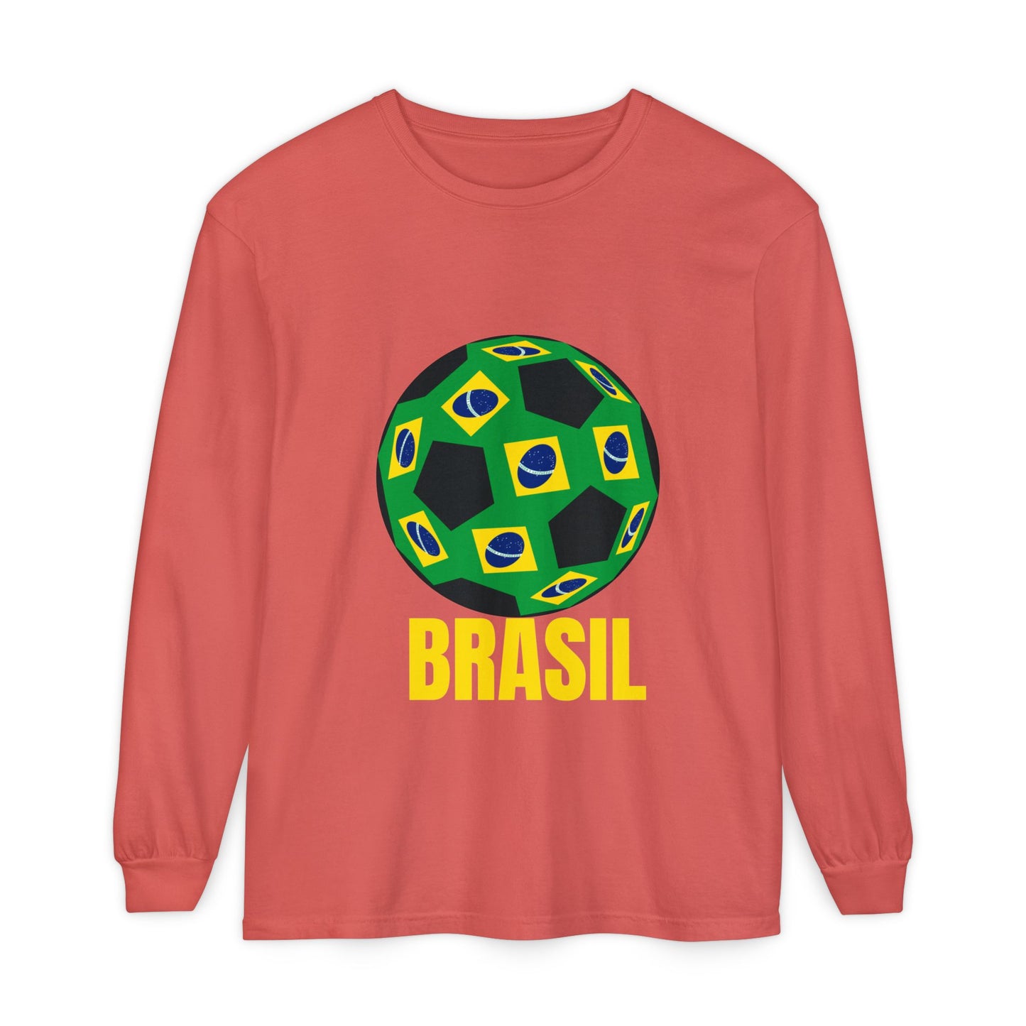 Brasil Fan Specialty Soccer Ball Design Long Sleeve T Shirt