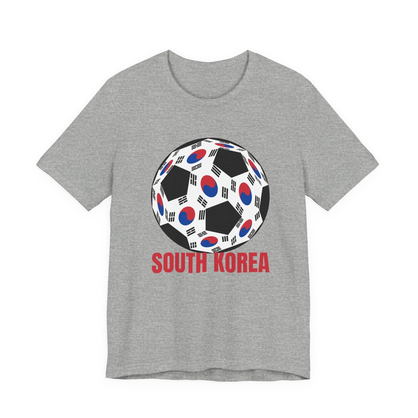 South Korea Fan Specialty Soccer Ball Design T Shirt Red Text