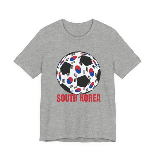 South Korea Fan Specialty Soccer Ball Design T Shirt Red Text