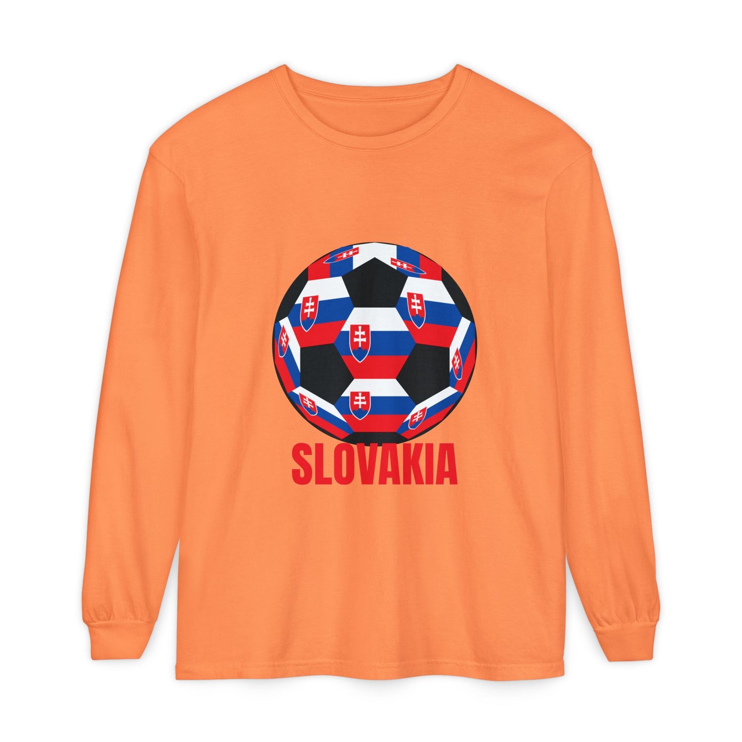 Slovakia Fan Specialty Soccer Ball Design Long Sleeve Tee