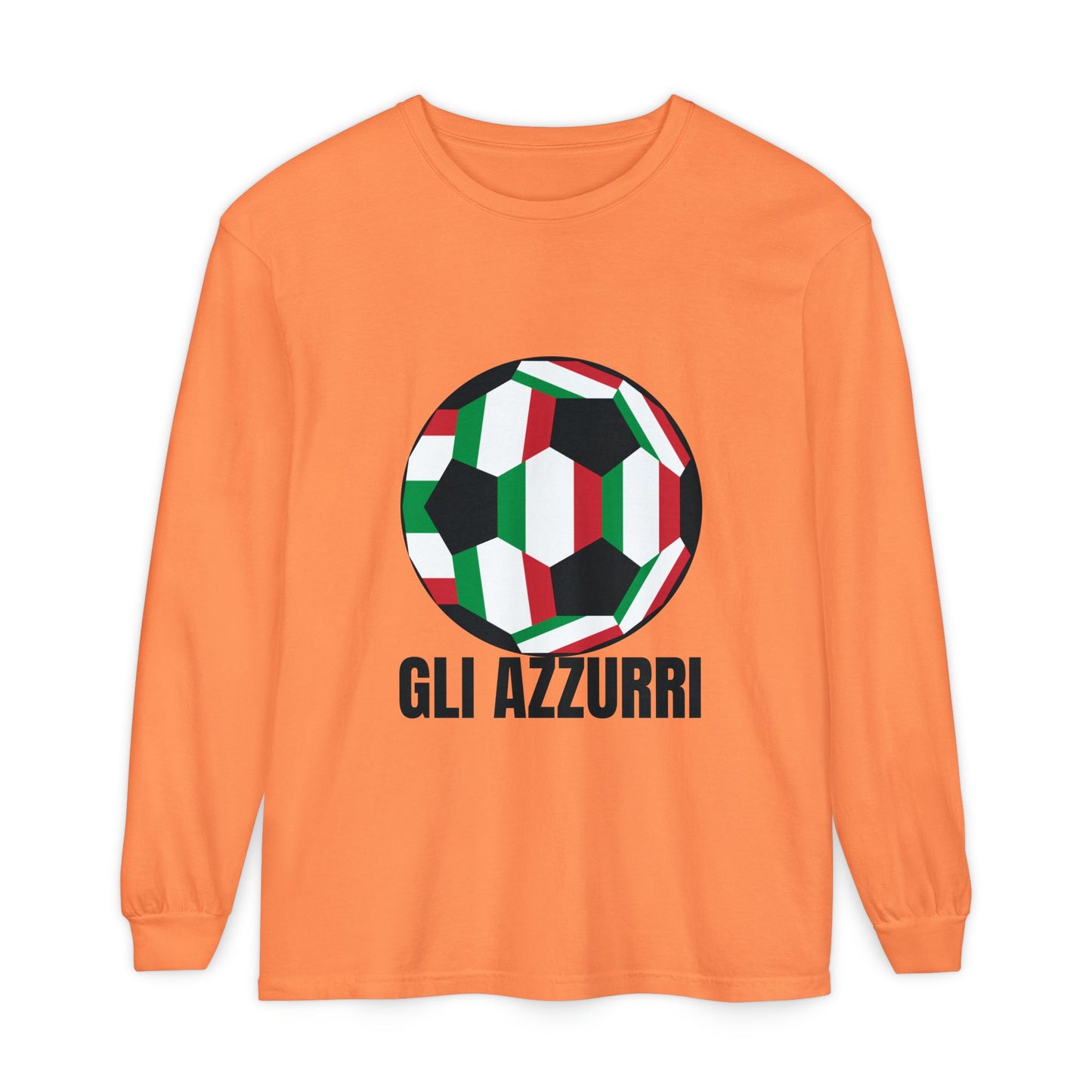 Gli Azzurri Fan Specialty Soccer Ball Design Long Sleeve Tee