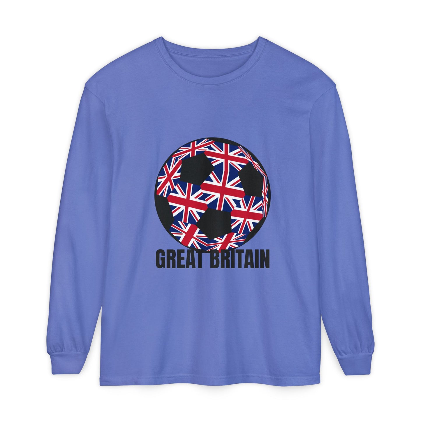 Great Britain Fan Specialty Soccer Ball Design Long Sleeve T-Shirt