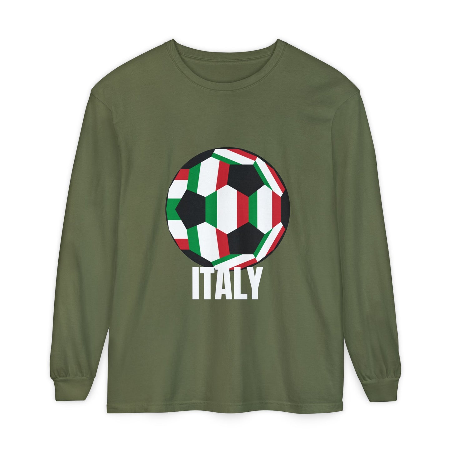 Italy Fan Specialty Soccer Ball Design Long Sleeve Tee