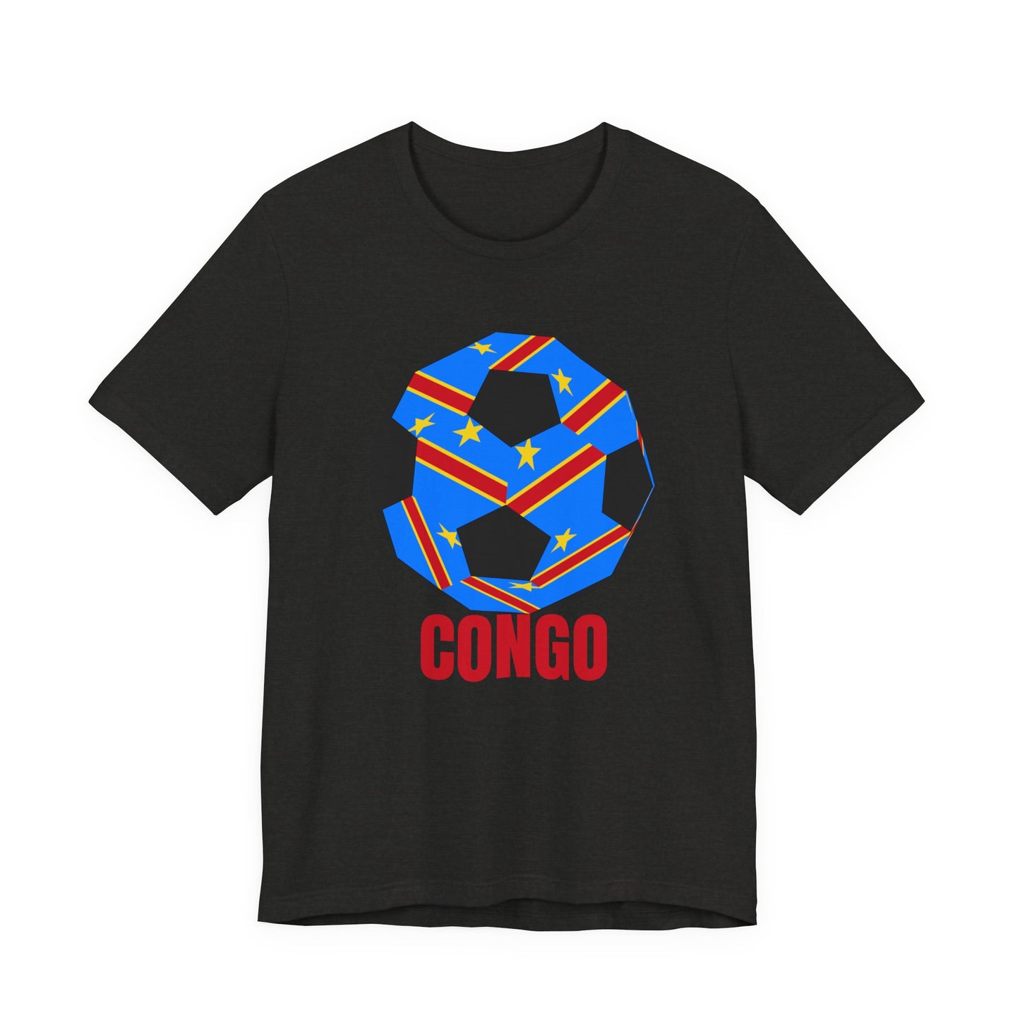Congo Fan Specialty Soccer Ball Design T Shirt Red Text