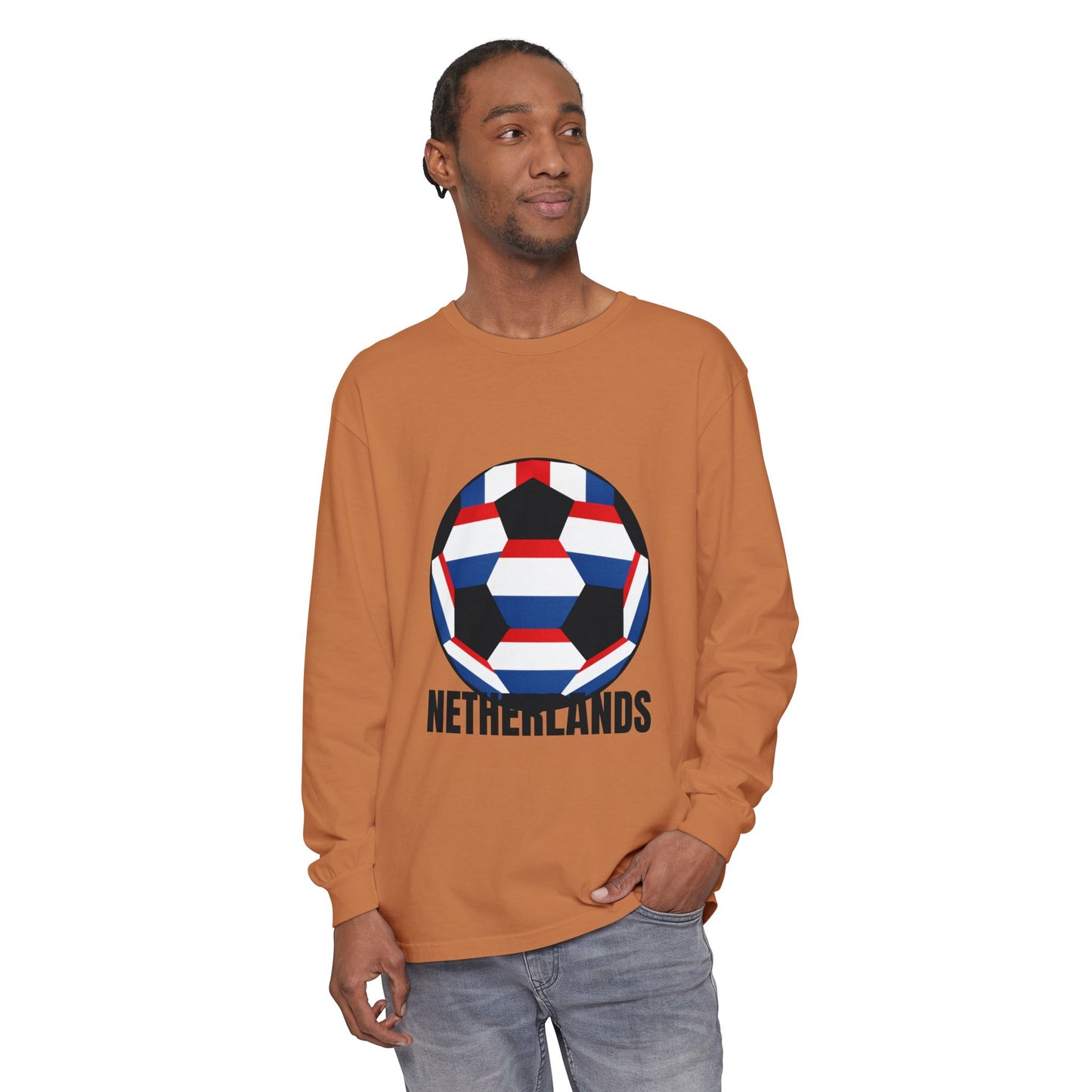 Netherlands Fan Specialty Soccer Ball Long Sleeve Tee