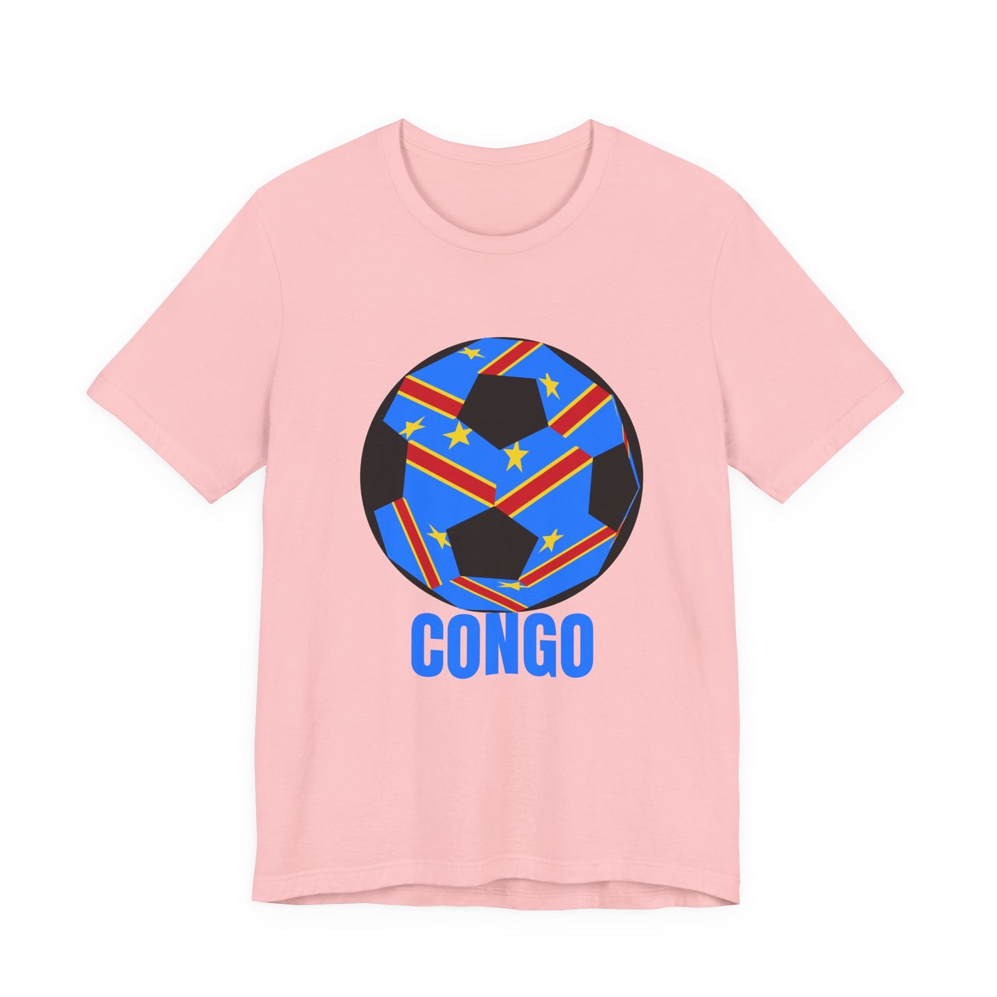 Congo Fan Specialty Soccer Ball Design T Shirt Blue Text