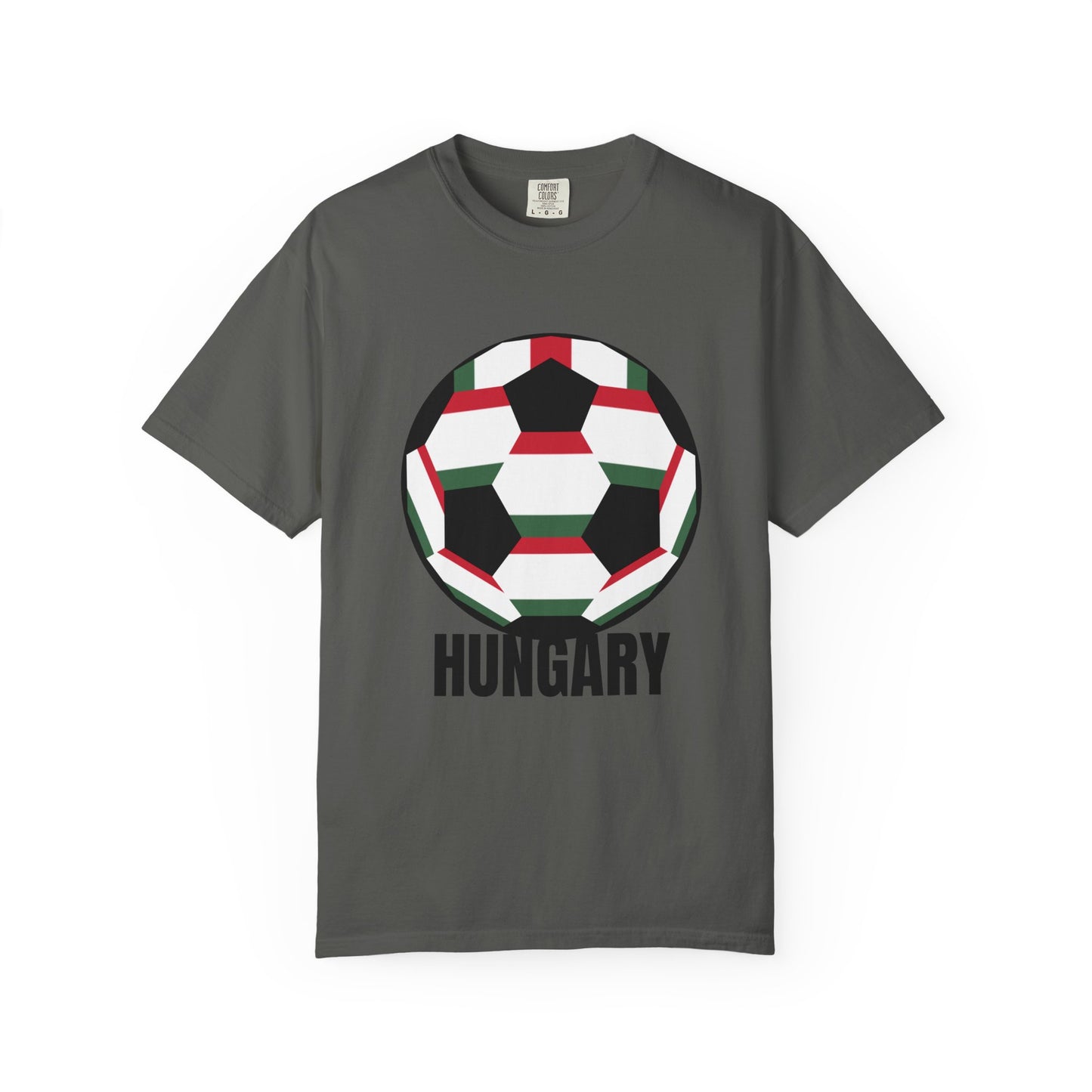 Hungary Fan Specialty Soccer Ball Design T Shirt Black Print