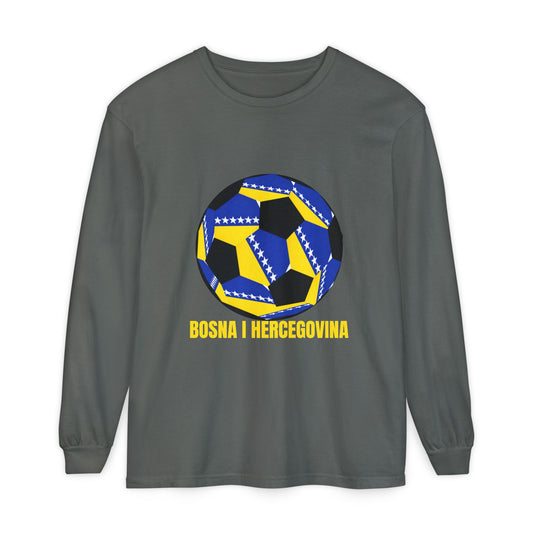 Bosnia Herzegovina Fan Specialty Soccer Ball Design  Long Sleeve Tee
