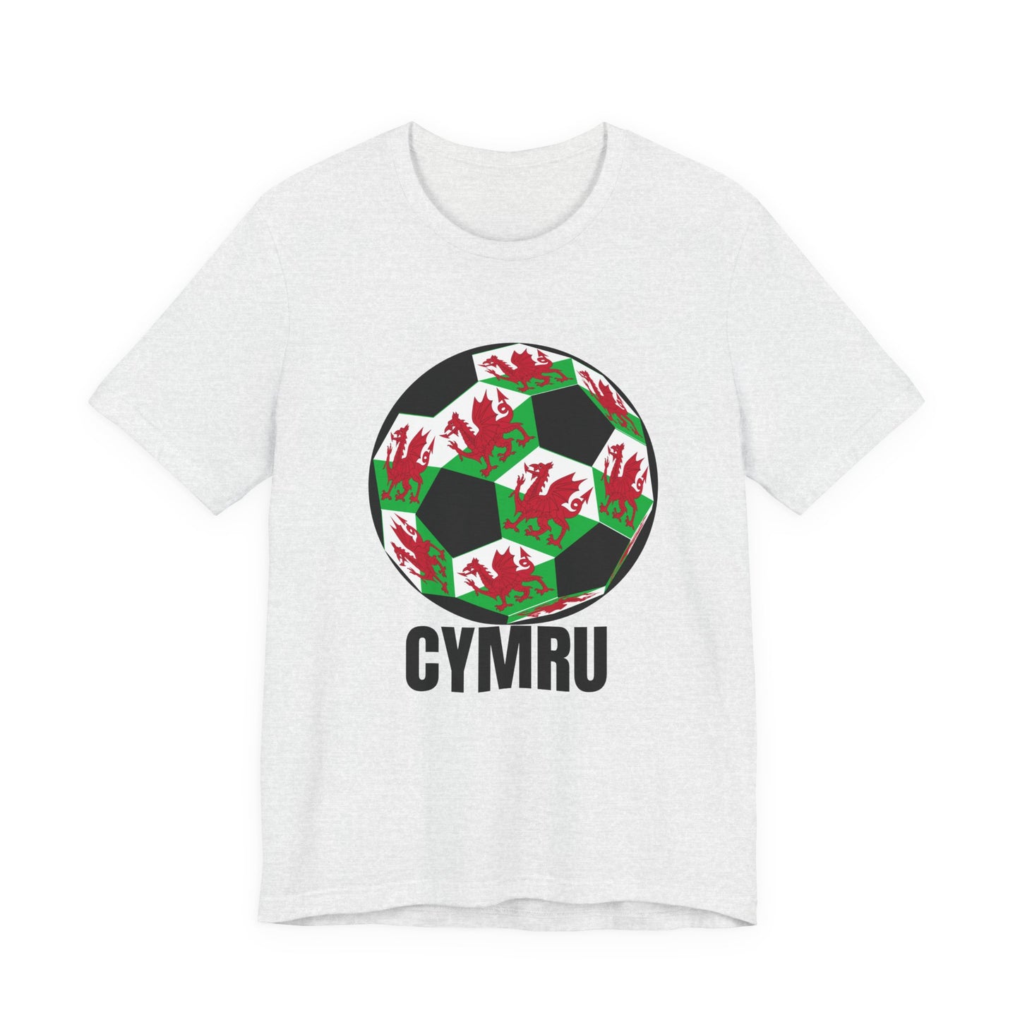 Cymru Fan Specialty Soccer Ball Design T Shirt Black Text