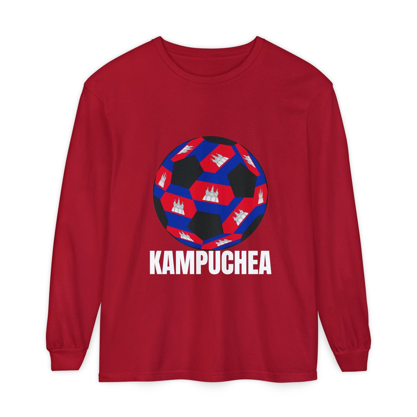 Kampuchea Fan Specialty Soccer Ball Design Long Sleeve Tee