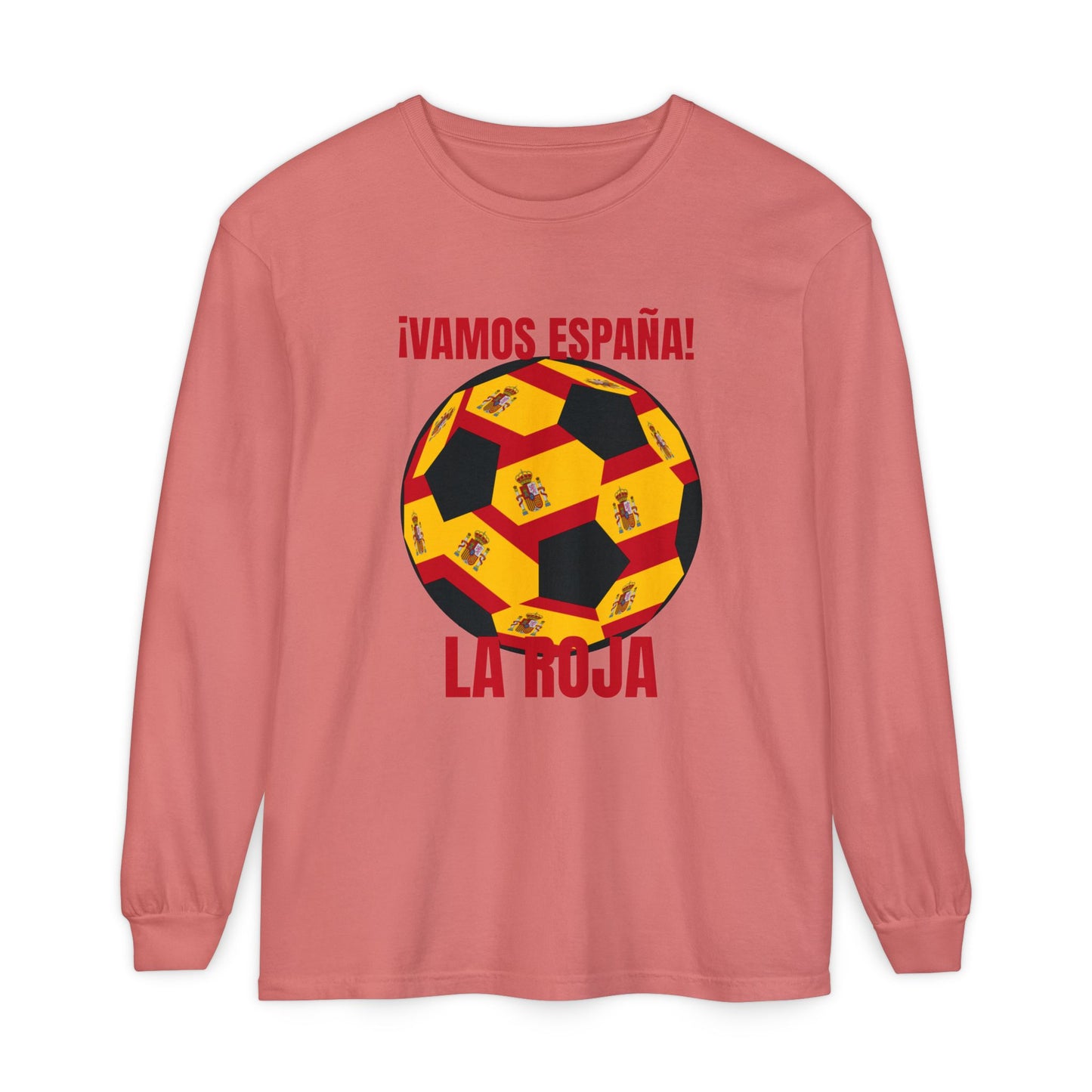 La Roja Soccer Long Sleeve Tee — "¡Vamos España!" Spanish  Fan Shirt Red Text