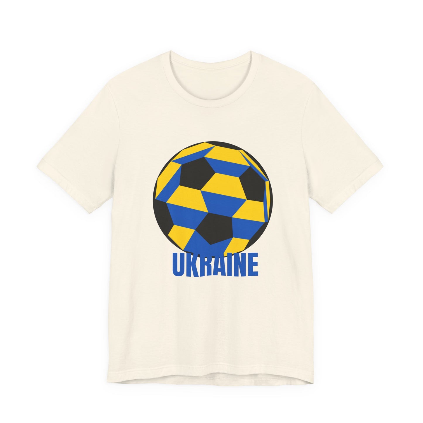 Ukraine Fan Specialty Soccer Ball Design T Shirt Blue Text