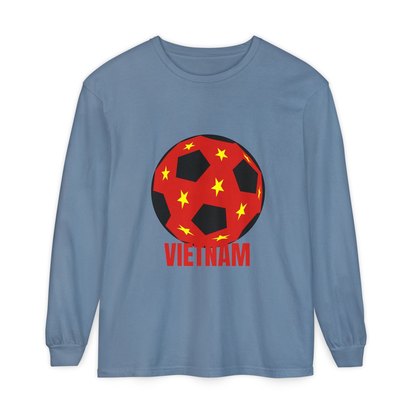 Vietnam Fan Specialty Soccer Ball Design Long Sleeve Tee Red Text
