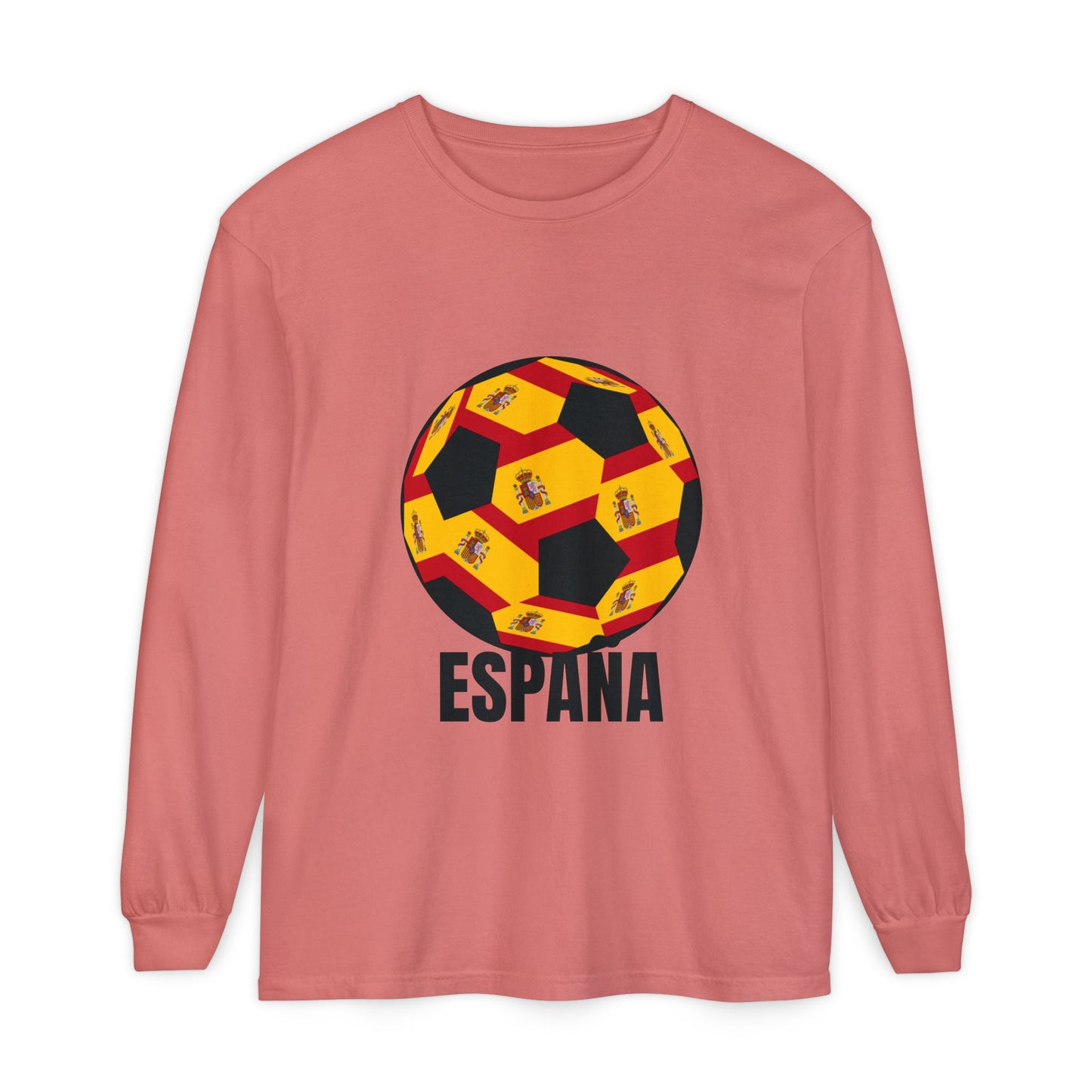 España Soccer Ball Design Long Sleeve Tee Black Text