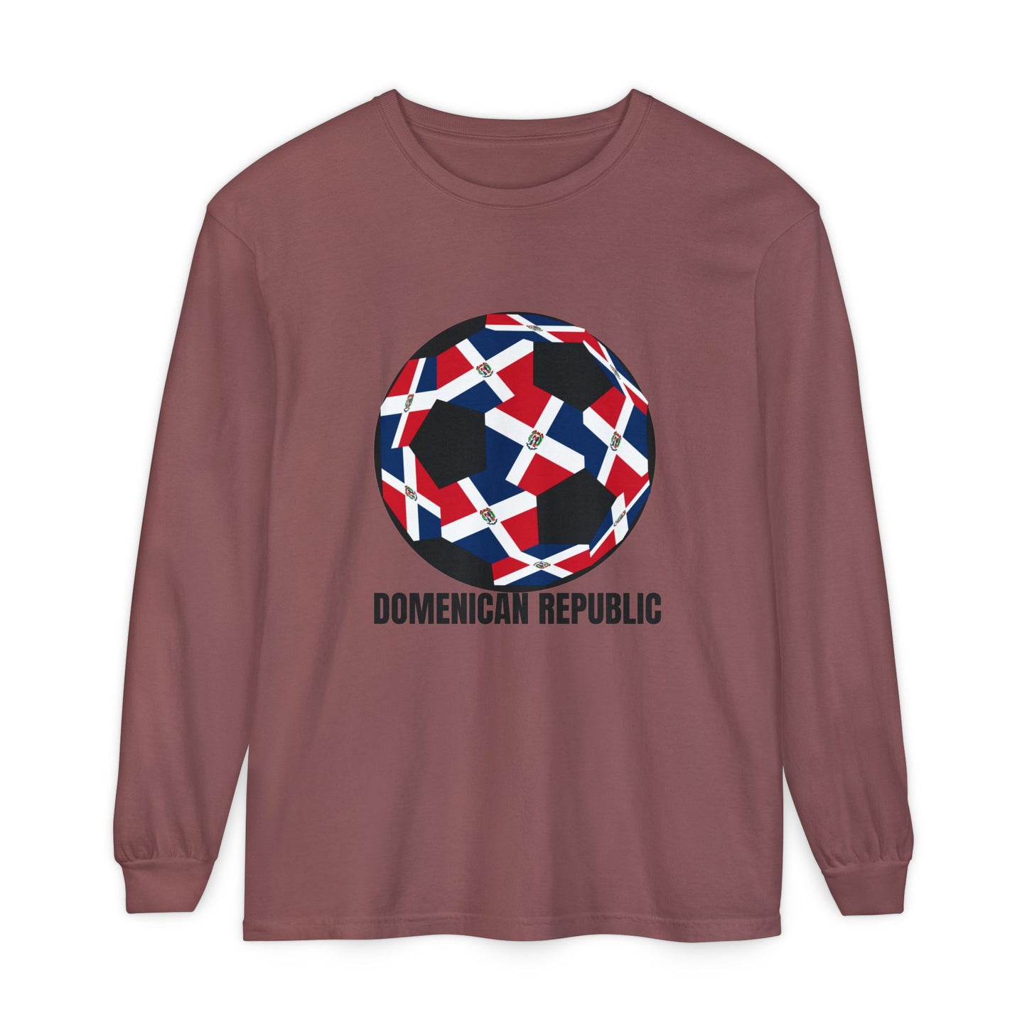 Domenican Republic Fan Specialty Soccer Ball Design Long Sleeve Tee