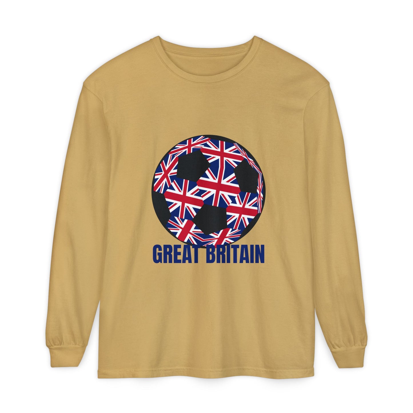 Great Britain Fan Specialty Soccer Ball Design Long Sleeve Tee