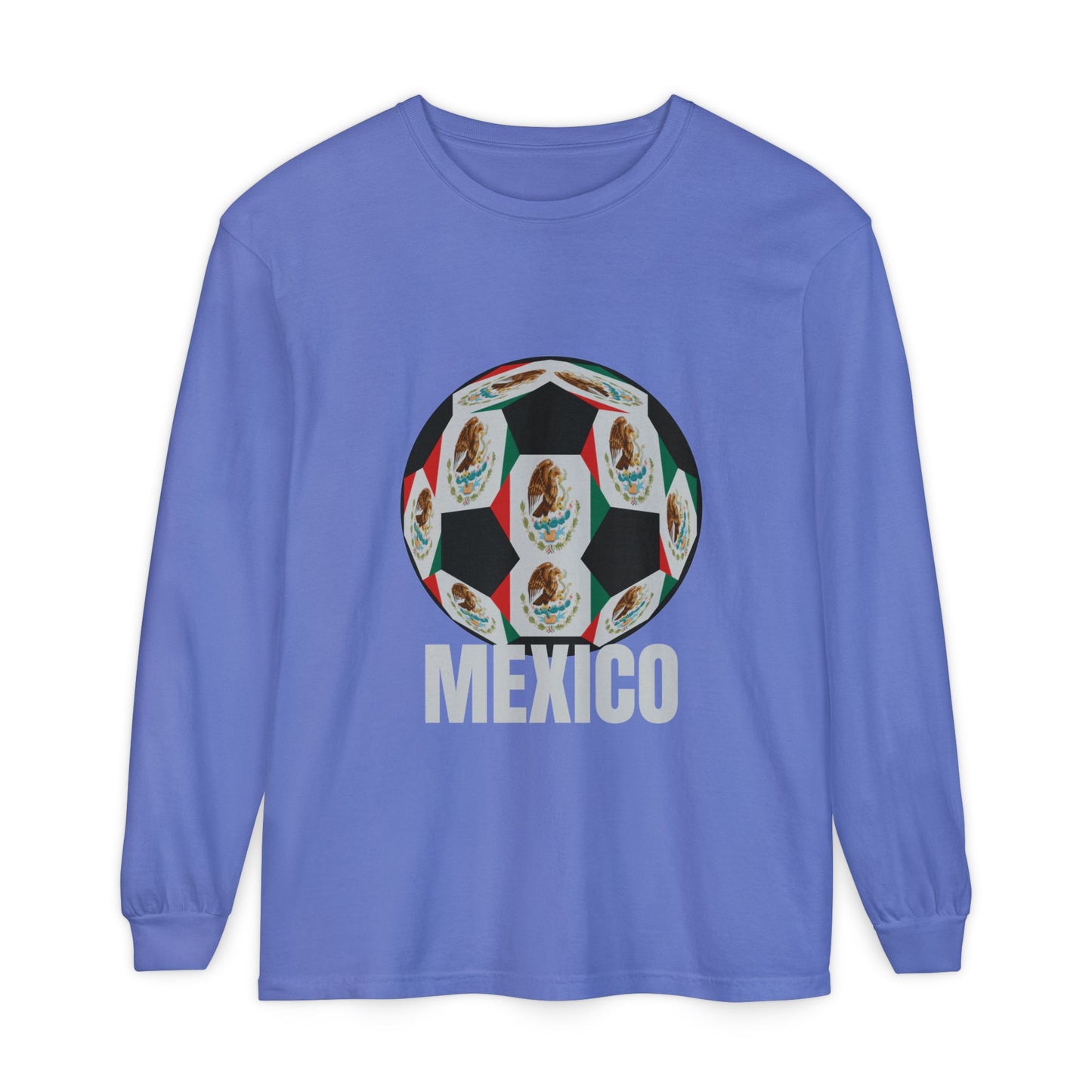 Mexico Fan Specialty Soccer Ball Design Long Sleeve Tee