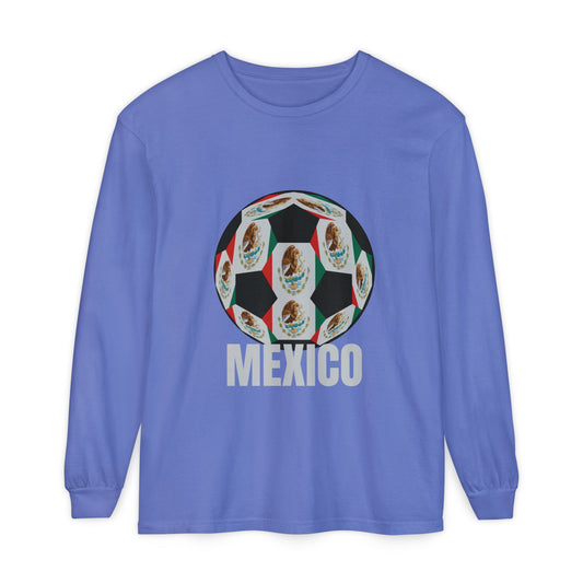 Mexico Fan Specialty Soccer Ball Design Long Sleeve Tee