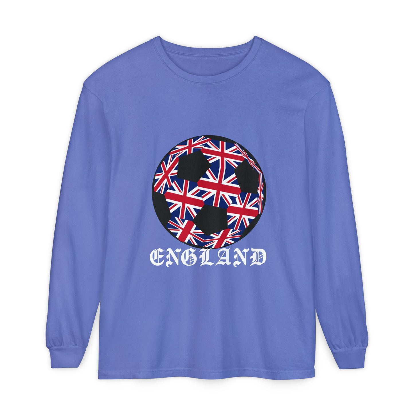 Old English Style Specialty Soccer Ball Design  Long Sleeve Tee