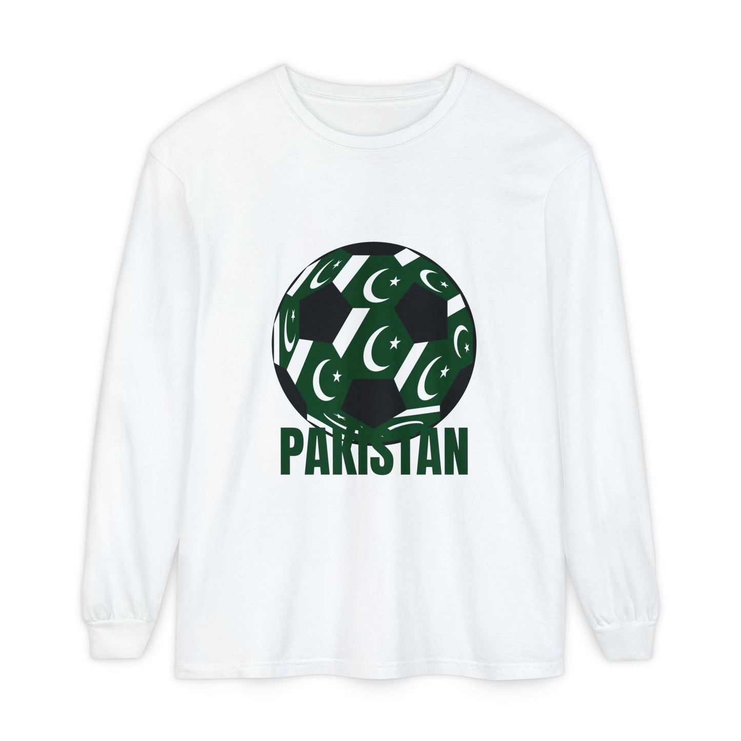 Pakistan Fan Specialty Soccer Ball Design T Shirt  Long Sleeve Tee