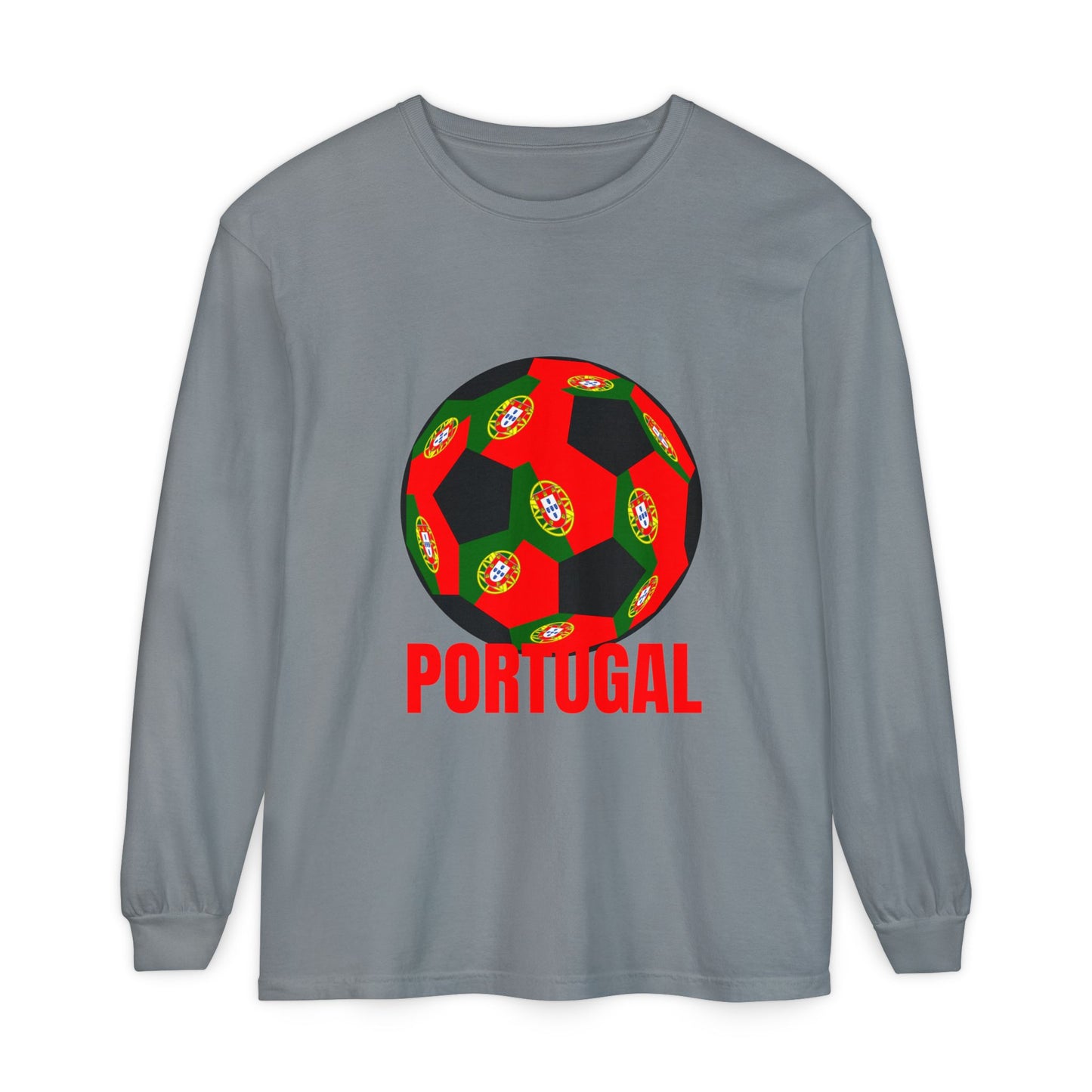 Portugal Fan Specialty Soccer Ball Design Long Sleeve Tee